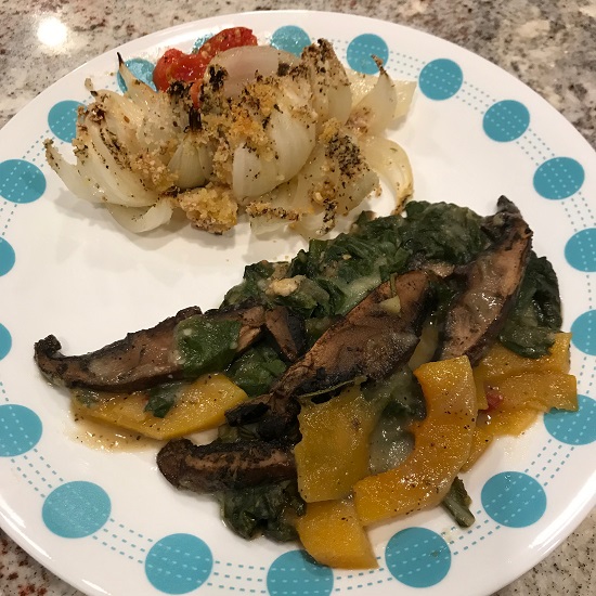 Image of Mushrooms, butternut squash and chard with alfredo sauces