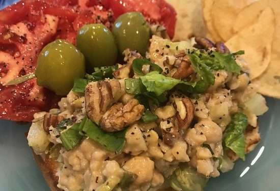 Chick Pea Salad with basil and pecans