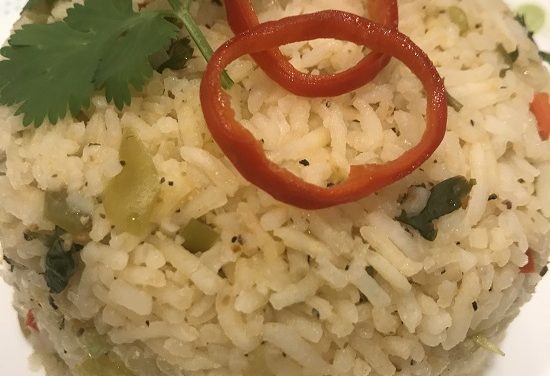 Mexican Rice with Cilantro and Tomatillo