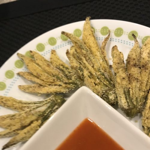 Air-fried Okra (monkey paws) - Snap Pea Sheep