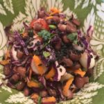 Image of a salad of adzuki beans, red cabbage and vegetables