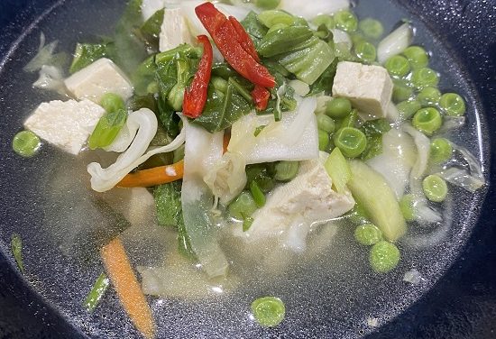 Miso soup with mixed greens