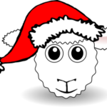 Image of a sheep with a santa hat