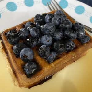 Image of waffle with fresh blueberries