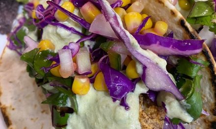 Cauliflower tacos with cabbage and corn