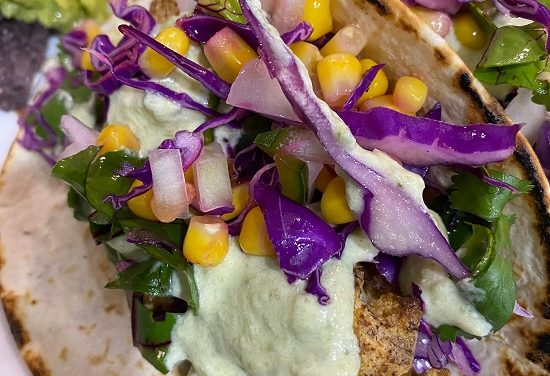 Cauliflower tacos with cabbage and corn