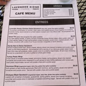 Image of Lavender Farms menu