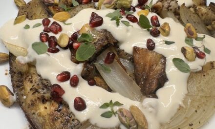 Roasted Eggplant with lemony tahini sauce